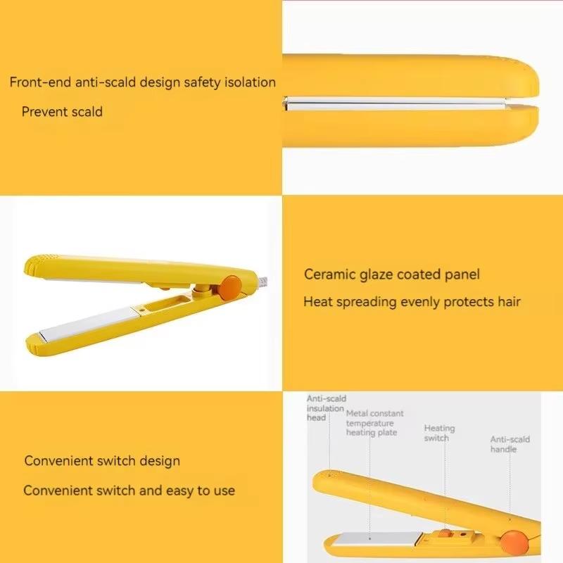 Мини-выпрямитель для волос с зажимом, маленькая вилка для завивки волос, прямые волосы для девочек, воздушные челки, портативный выпрямитель для волос