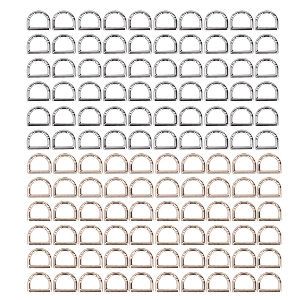 120 шт. металлических D-образных колец, прочные несущие нагрузку гладкие поверхности, пряжка в форме буквы D из цинкового сплава золота и серебра