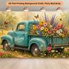 1 piece of 2D flat background cloth, vintage truck with a full load of beautiful flowers as a background, multi-function