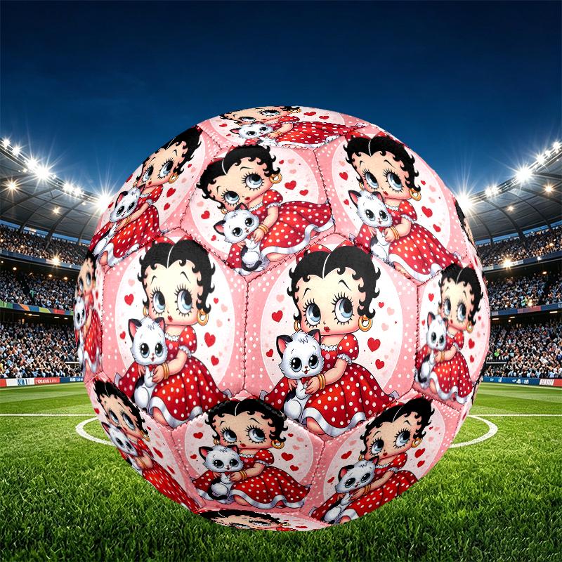 Betty Boop Print Size 5 Soccer Ball, PU Wear Resistant Football for Match Training and Daily Practice, Birthday Gift for Soccer Fans