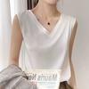 Весна и лето V-образный вырез атласный топ женский имитация шелка дизайн Sense с безрукавным нижним топом