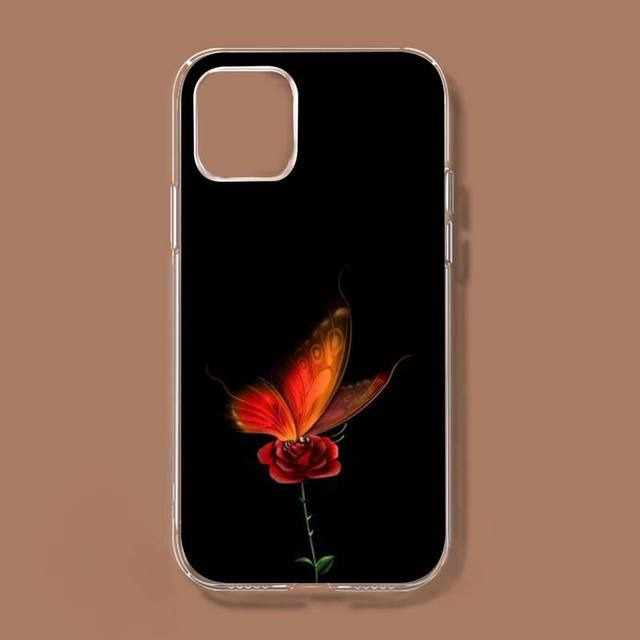 Чехол для телефона «Красная бабочка на белых розах» с цветком для Iphone 11 12 13 Mini Pro Xs Max 8 7 6 6s Plus X 5S Se 2020 Xr
