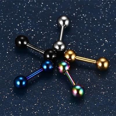 Fashion Barbell Round Studs Women Gold Stud Earrings Fashion Jewelry Stainless Steel Ball Earrings