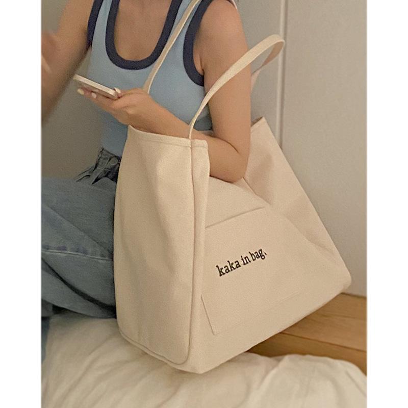 Casual canvas bag women's summer 2025 new trendy fashion tote bag versatile ins large-capacity bag shopping bag