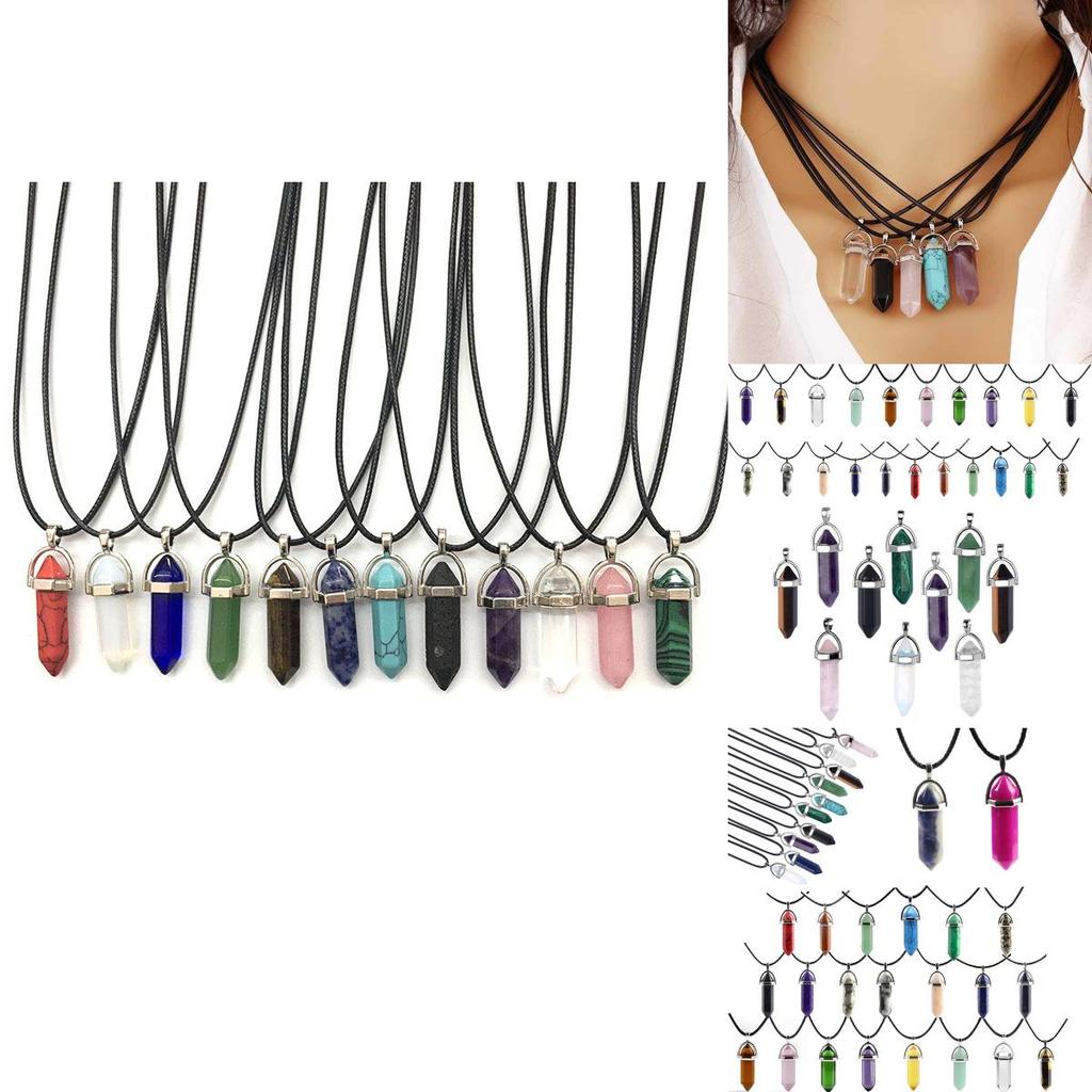 Потрясающее ожерелье-подвеска в виде шестигранного столбика с натуральным кристаллом кварца для исцеления чакр