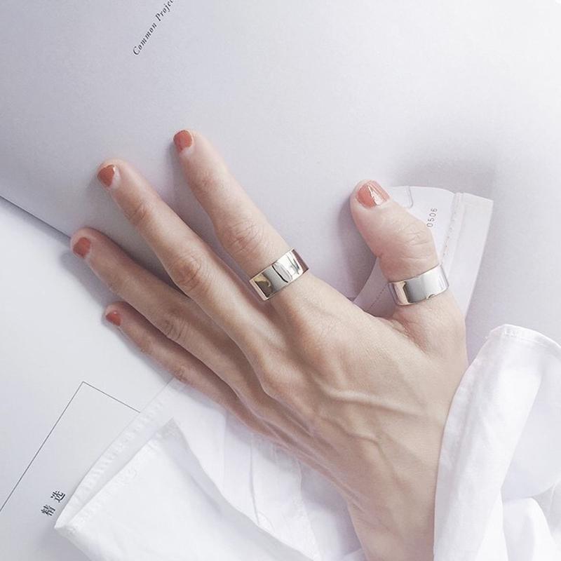 VENTFILLE 925 Sterling Silver Thumb Glossy Rings For Women Simple Big Wide Finger Ring For Unisex Jewelry Punk Rock