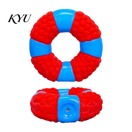 Pet Fetch Toys Lifebuoy Ring Dog Toy, Latex Squeaky Chew Teeth Training Cleaning Toy for Aggressive Chewers, Interactive Puppy Teething