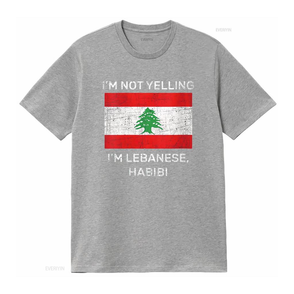 Мужская футболка I m Not Yelling Lebanese Habibi Флаг Ливана Круглый вырез Черный 2XL винтажная стирка Универсальная Удобная