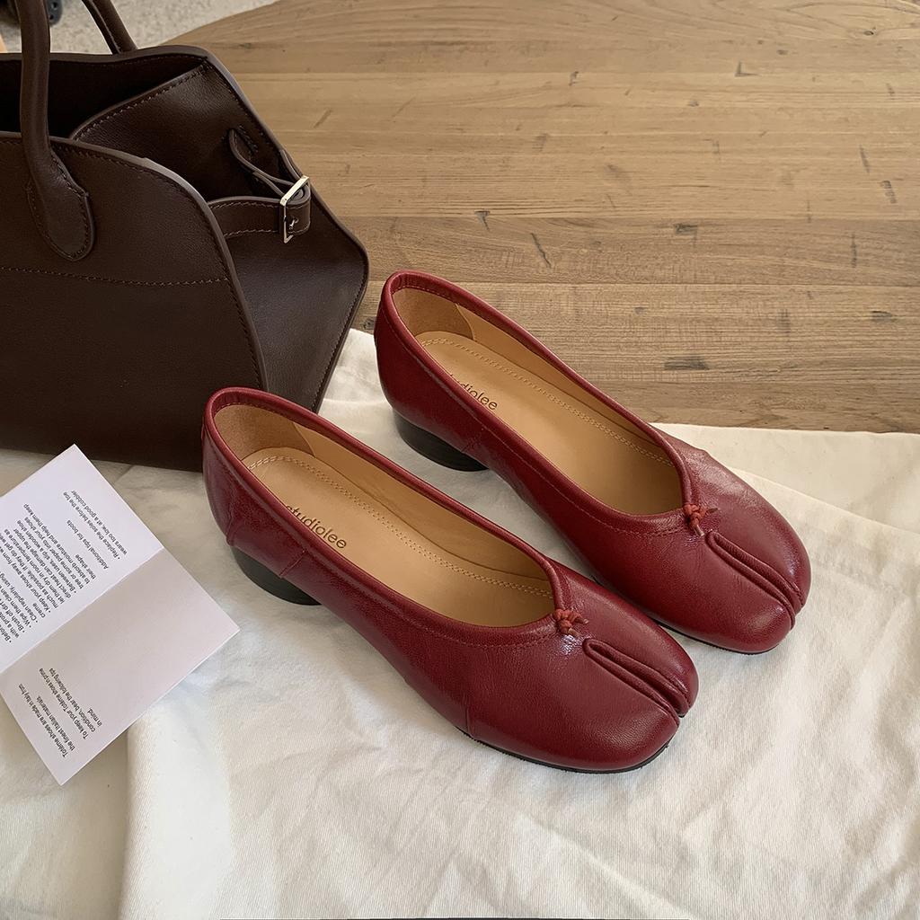 Retro split-toed light-mouth thick-heeled single shoes, spring and summer one-pedal Mary Jane women's shoes