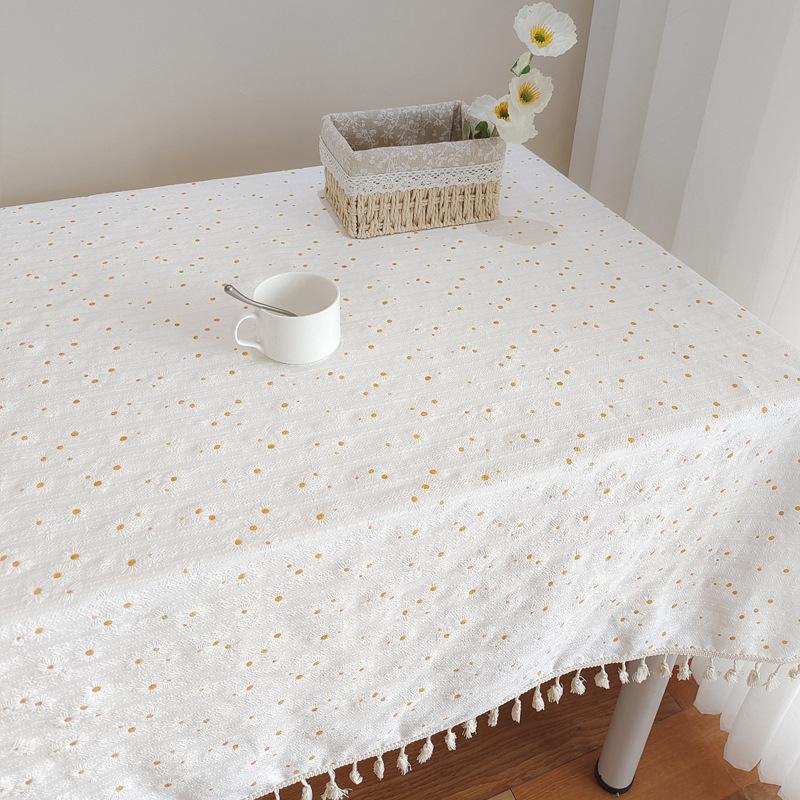 Маленькая хлопковая скатерть с цветочным рисунком в Корейском стиле, украшение чайного столика, прямоугольная крышка стола для кухни, свадебной столовой