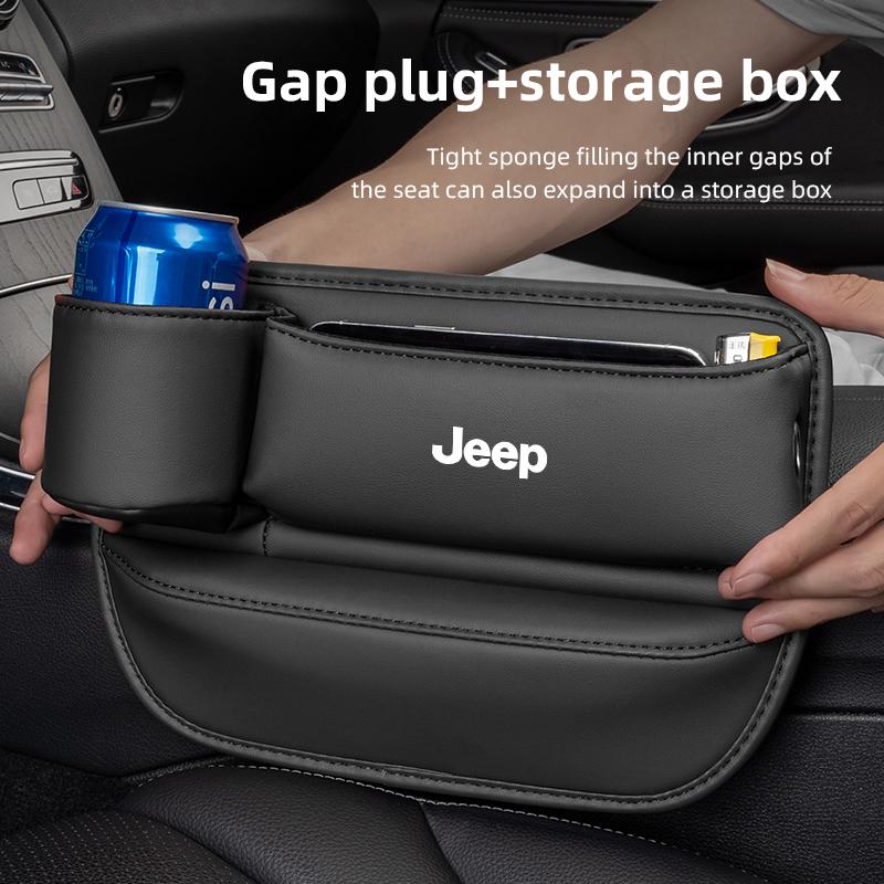 Leather Car Seat Gap Storage Box Gap Side Storage Box for Jeep JPB Renegade Wrangler JK Compass Grand Cherokee Gladiator AKS1