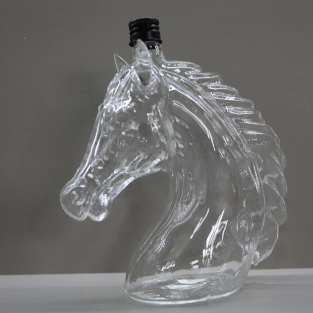 Whiskey Bottle Engraved Horse Head Shape Glass Decanter for Whiskey Bourbon Brandy Unique Liquor Bottle Gift for Whiskey Lovers