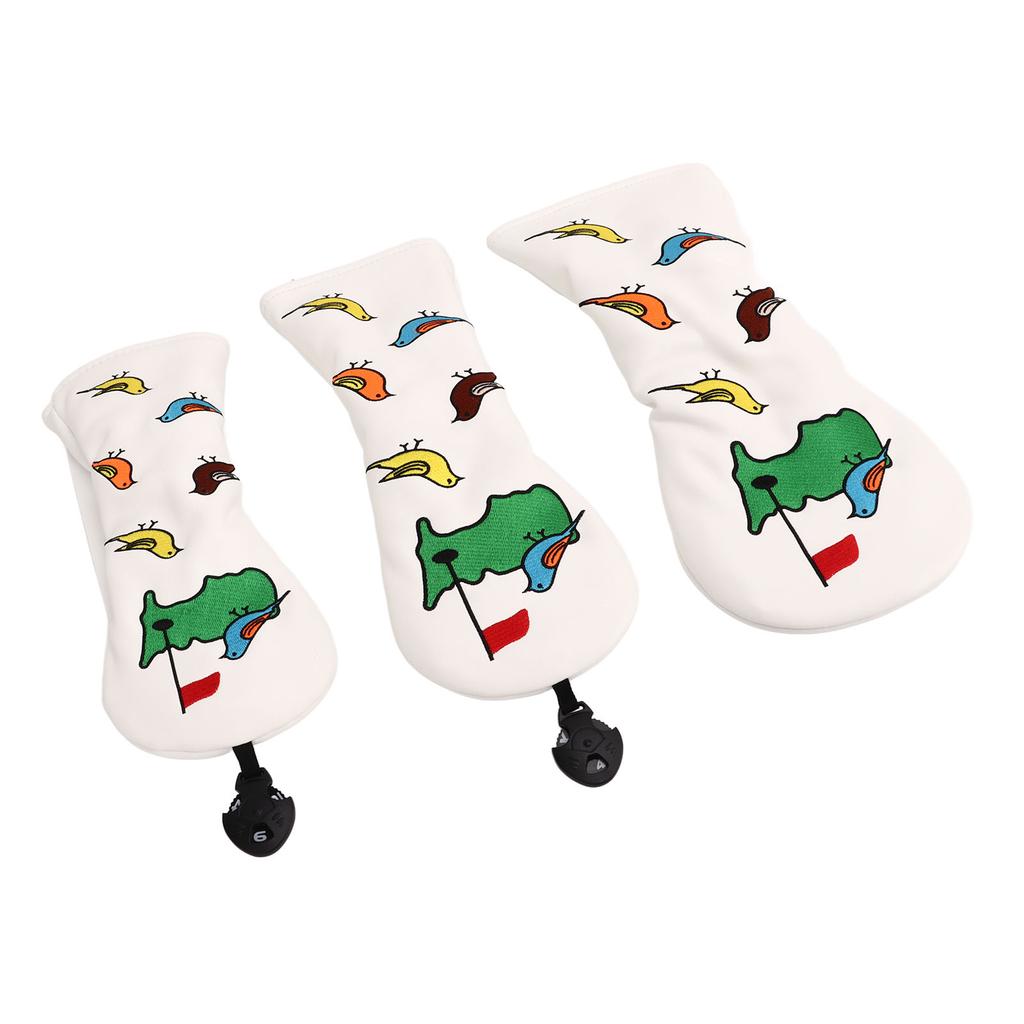 3шт чехол для головки клюшки для гольфа PU водонепроницаемый с рисунком птицы чехол для головки клюшки для гольфа драйвера Fairway Hybrid