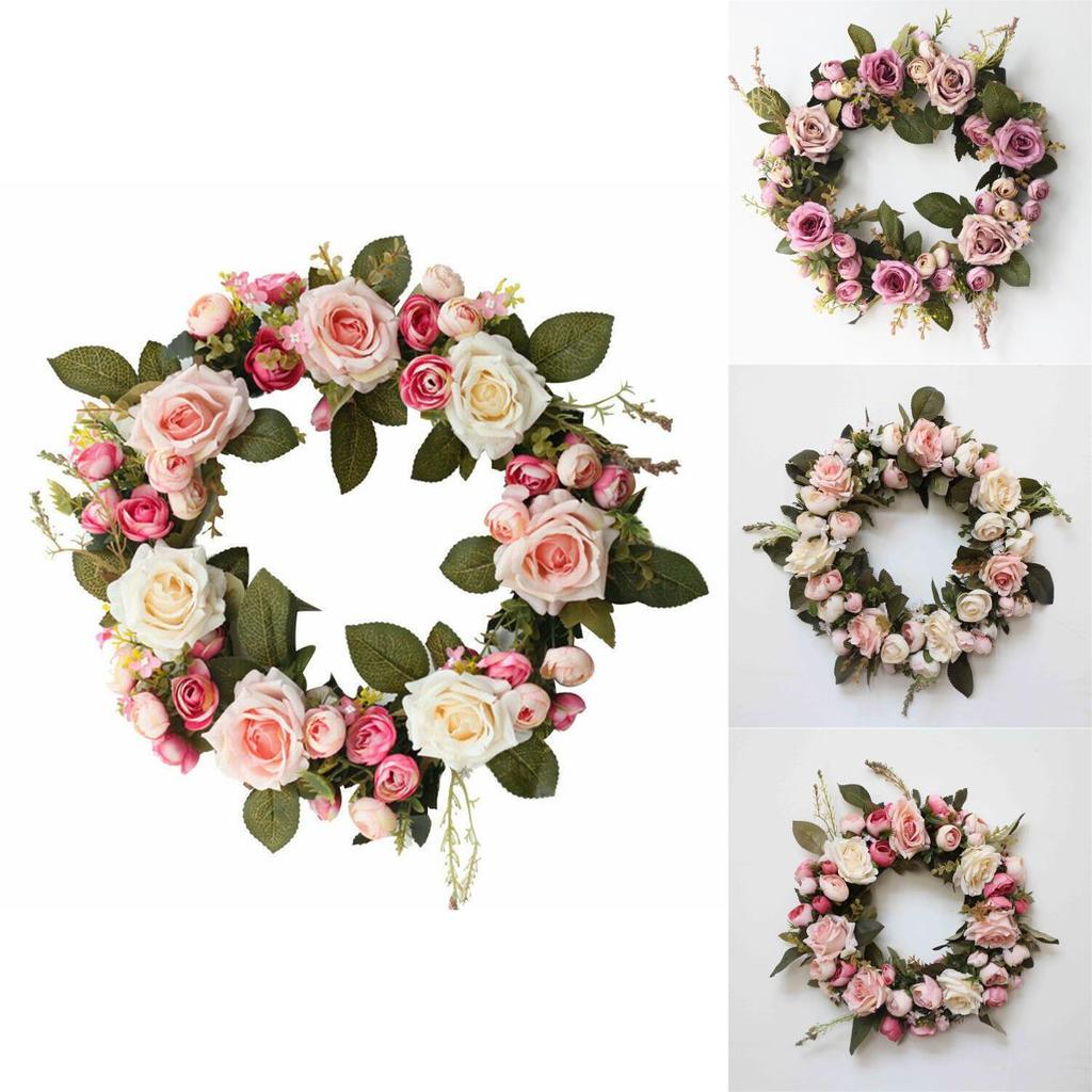 Beautiful Artificial Peony Rose Flower Garland Wreath For Charming Home Decor