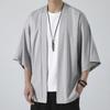 Мужская рубашка-кимоно в японском стиле, однотонный костюм самурая, азиатская одежда, три четверти, кардиган, мужская рубашка-куртка