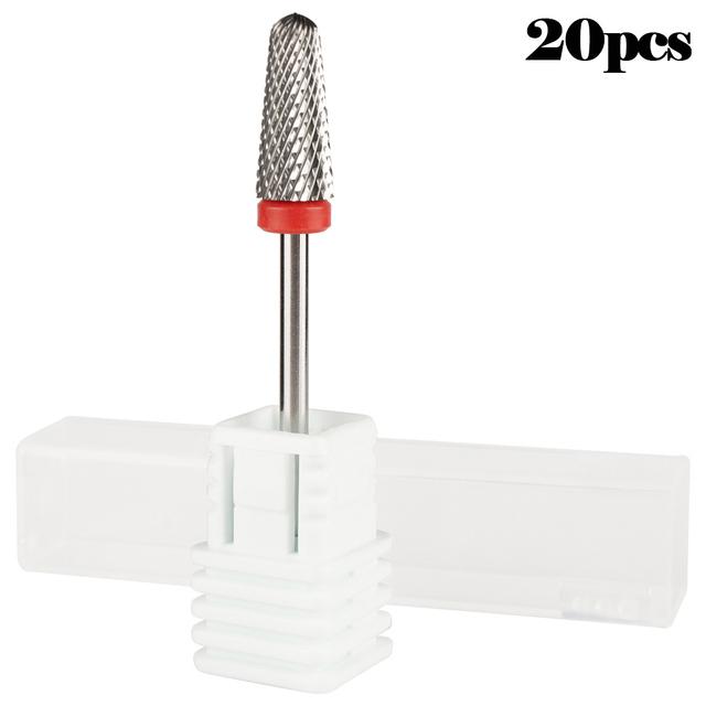 20 шт. вольфрамовые сверла для ногтей, маникюрная дрель для машинного удаления гель-лака, фреза, аксессуары для фрез, пилочки для ногтей, буфер
