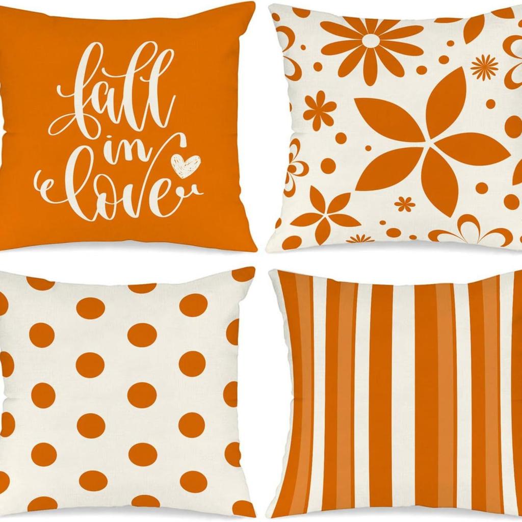 Thanksgiving New Pillow Case Autumn Pumpkin Print Letter Pillow Home Cushion Set Decoration