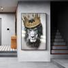 King Queen Lions Wear Crown Posters Canvas Painting Animal Nordic Wall Picture Print For Modern Living Room Home Decoration