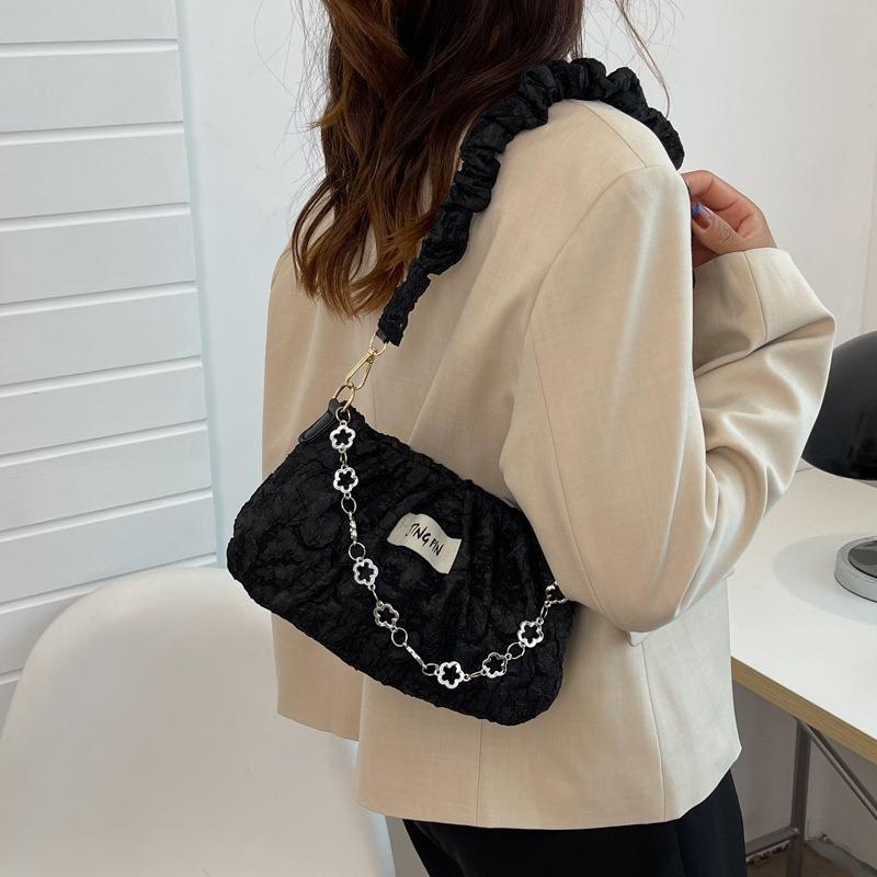 Складчатая сумка-облако с цветком, женская сумка, лето, новая, темпераментная, на цепочке, на плечо, модная, мессенджер, тканевая сумка, сумка