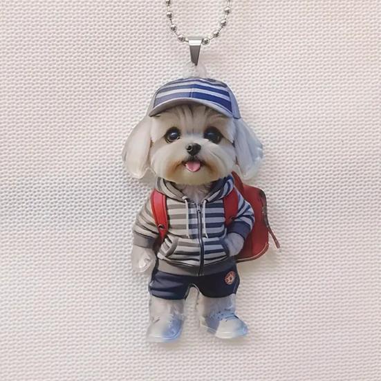 Рождественский кулон в виде зеркала заднего вида, подвесное украшение со шнурком, легко подвешивается, устойчив к выцветанию, подвеска в виде собаки, украшение на рождественскую елку