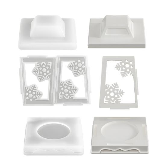 Форма для подсвечника на Рождество Гибкая антипригарная силиконовая форма Форма для литья рождественского фонаря из смолы гипса Лось Снежинка Снеговик Подсвечник