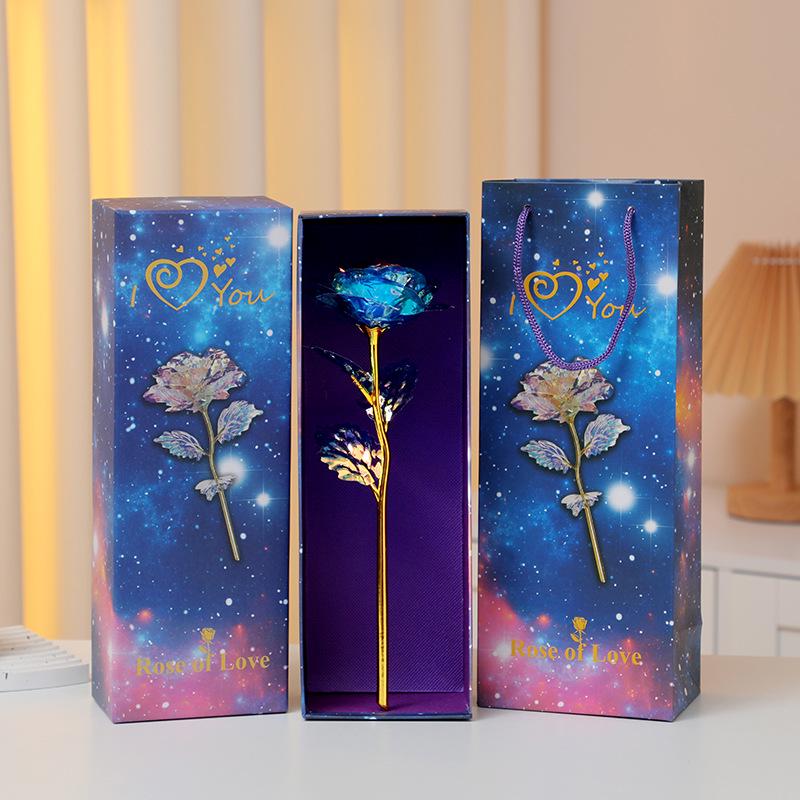 Роза из 24-каратной золотой фольги Светящийся букет: Сохраненные искусственные цветы на День святого Валентина, День матери и дни рождения