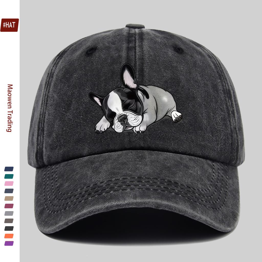 pc Unisex Cute Pug Pattern Print Baseball Cap Home Casual Decoration Papa Hat Trucker Sun Hat Washed Buckle Adjustable Headwear