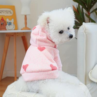 Толстовка с капюшоном Pet Love для маленьких собак, осень и зима, новое розовое пальто с капюшоном в виде сердца, одежда для собак маленьких собак, щенков