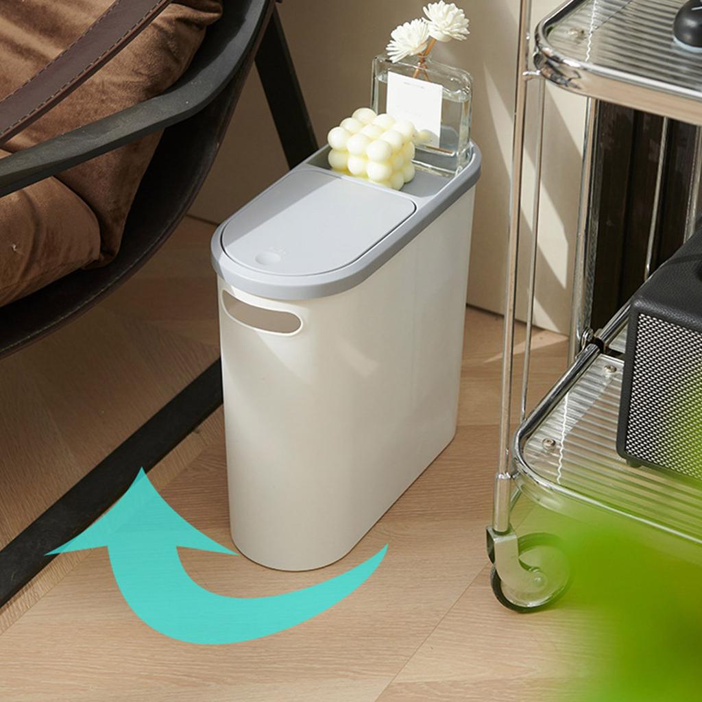 Компактное мусорное ведро с крышкой-прессом, пластиковый контейнер для отходов для использования на кухне и в ванной комнате