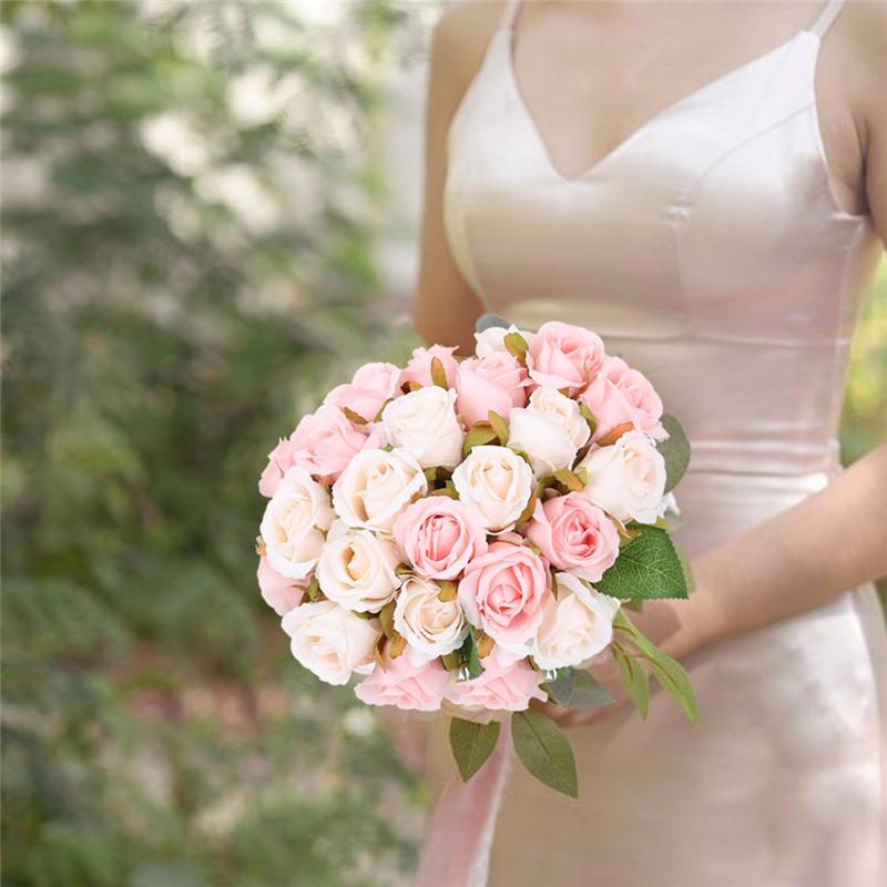 24 Pcs/lot Fake Flowers Rose Artificial Flowers Wedding Bouquet Silk Rose Flower for Home Party Decoration