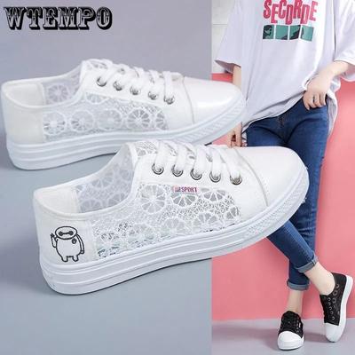 Женские теннисные туфли Универсальные полые скейтборды Студенческие женские сетчатые туфли Спортивная повседневная обувь