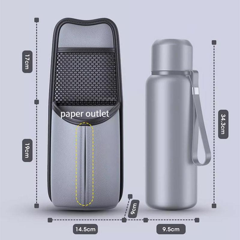 2 in 1 Car Storage Bag Wear-Resistant Pu Leather Seat Side Tissue Holder/Cup Holder Hanging Car Organizer Universal Storage Mesh