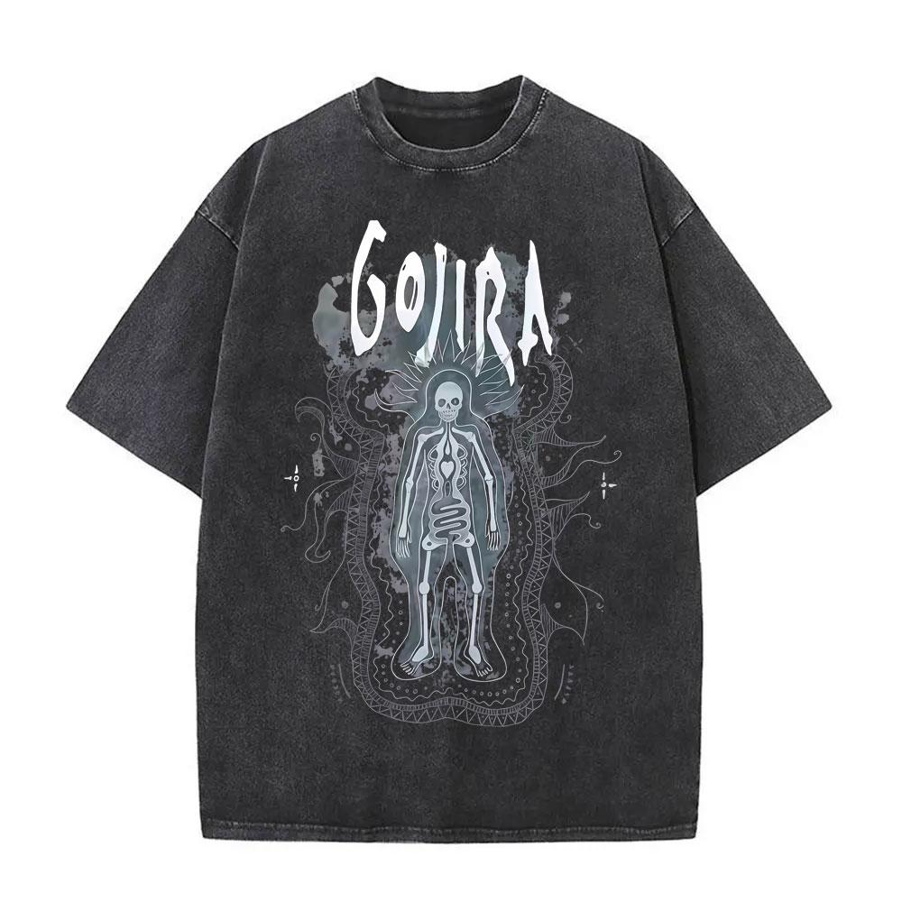 Washed Vintage Metal Rock Band Gojira T-shirt Magma T Shirt Fortitude T-shirts Men Women Fashion Oversized T Shirts