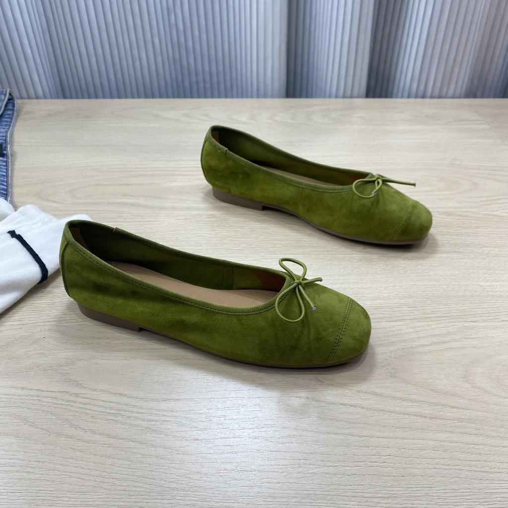 European Bow Shallow Mouth Single Shoes Women's 2025 Spring New Flat Grandma Shoes with Skirts Evening Shoes Tide