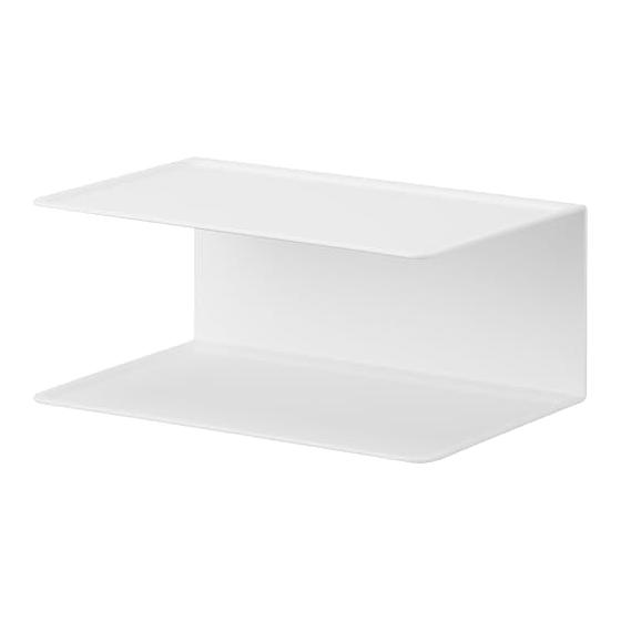 Yamazaki Jitsugyo 10092 Amenity Storage 2 Tiers White W25 x D16 x H11cm Tower Amenity Holder Amenity Tray