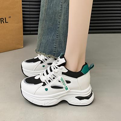 CRLAYDK Сникерсы на скрытой платформе для женщин, повседневные, на платформе, на высоком каблуке, на шнуровке, для ходьбы, женские, сетчатые, удобные, спортивные, теннисные