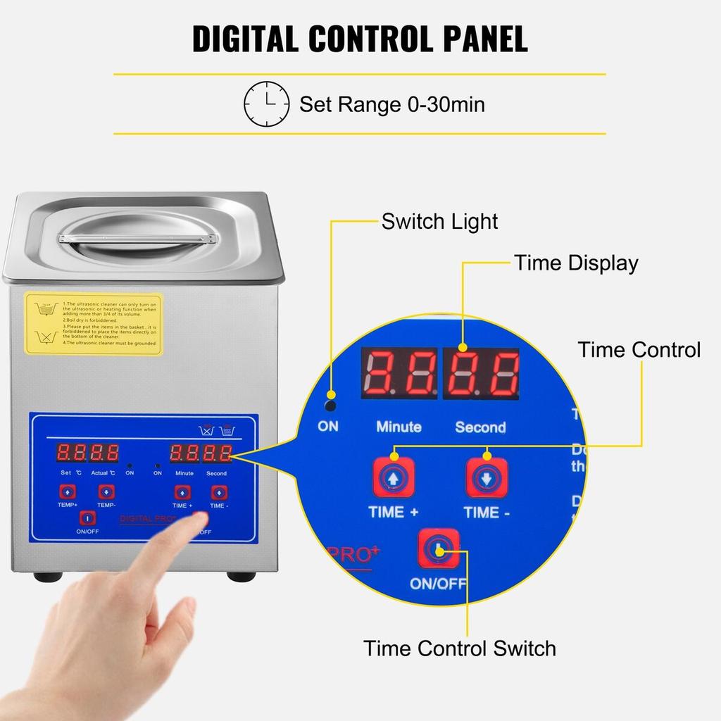 2L Ultrasonic Cleaner Stainless Steel Ultrasonic Cleaner Digital Heater Timer Jewelry Cleaning for Commercial Personal Home Use(2L)