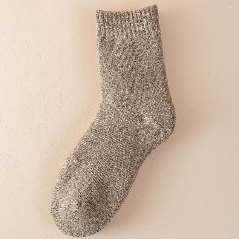 5 пар женских осенне-зимних новых однотонных утолщенных теплых носков-гольф из кроличьей шерсти