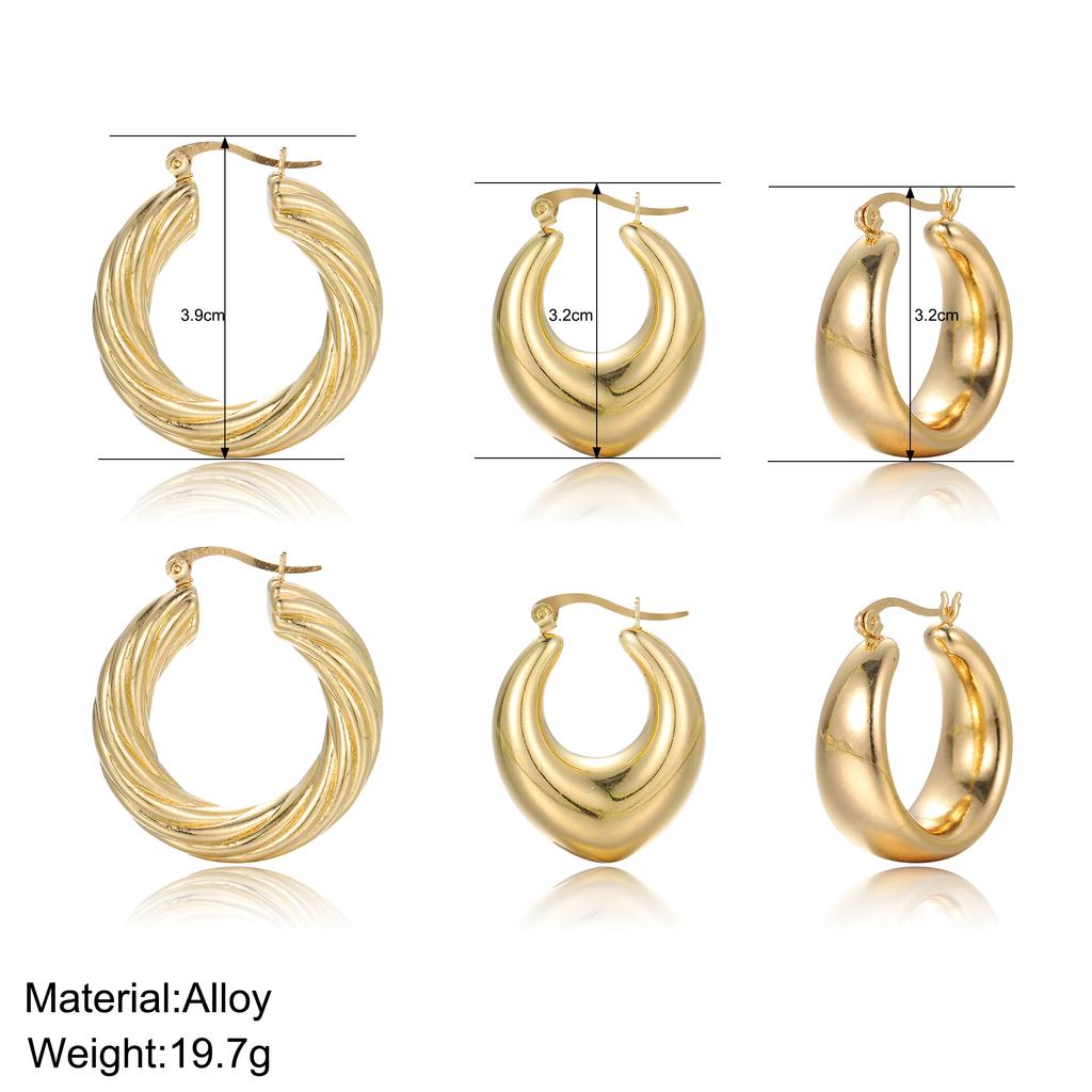 17KM золотой цвет капли воды серьги кольца комплект для женщин девочек ретро круг гладкое лицо нерегулярные серьги гвоздики ювелирные изделия новая мода