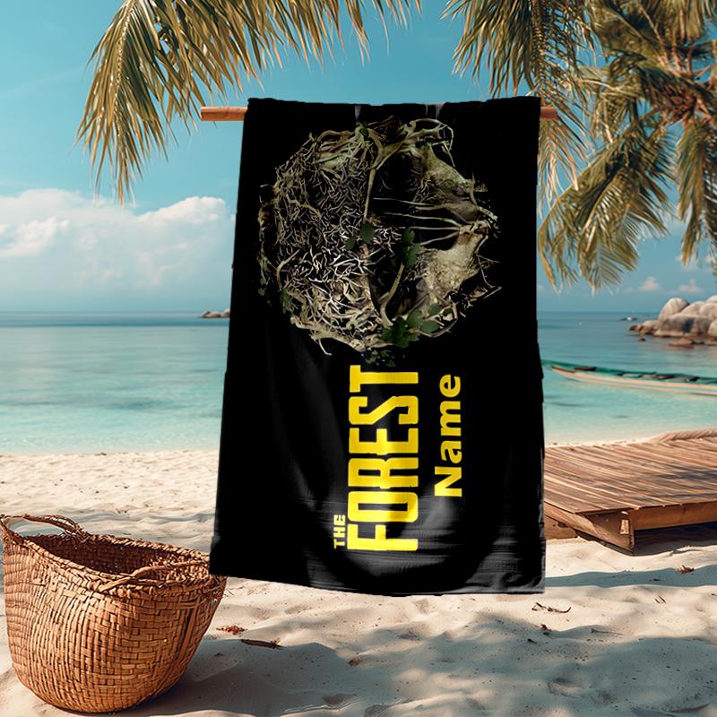 Custom Name Ultra-Soft Beach Towel with The Forest Theme,Ideal for Pool - Camping, Diving - Perfect Travel Essential, Vibrant Beach Towel.