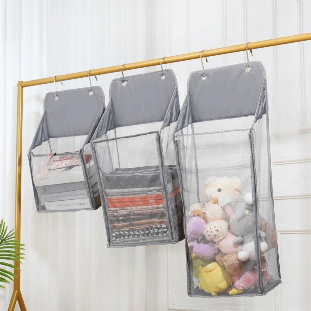 Large Capacity Hanging Mesh Laundry Basket Foldable Dirty Clothes Storage Bag Bedroom