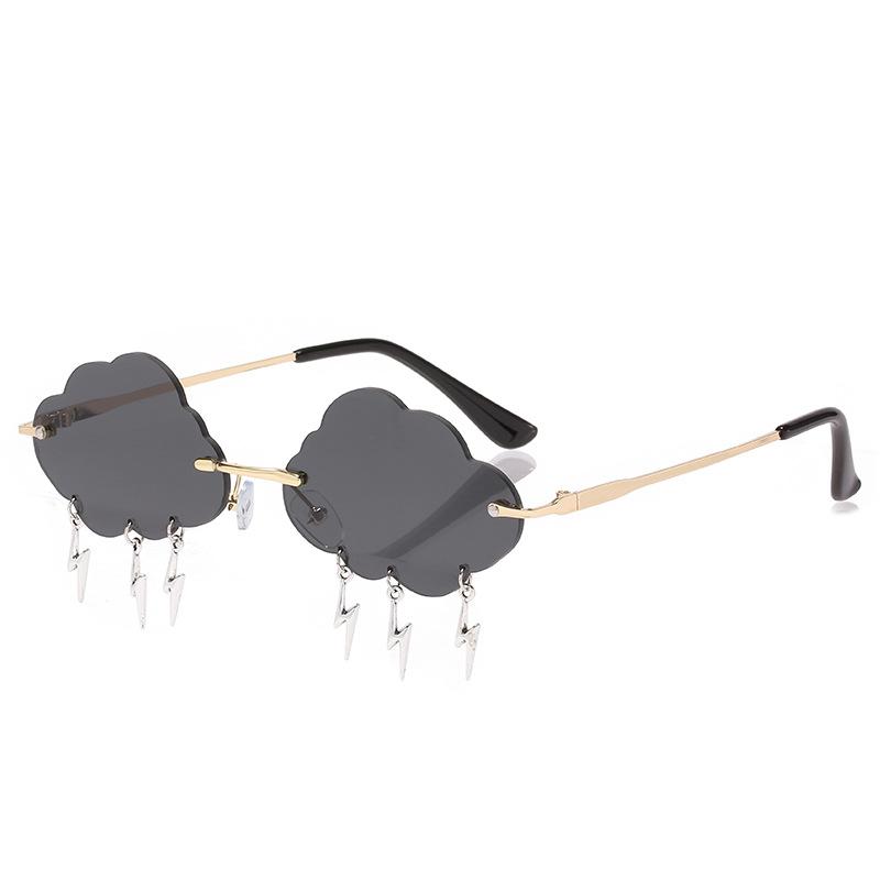 Cloud sunglasses two-color fashion cloud lightning shape irregular glasses frameless decorative party sunglasses