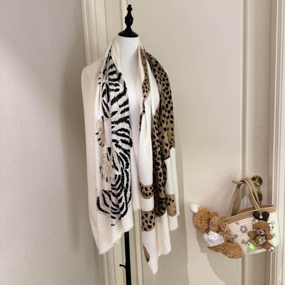 Fringed Edge Silk Scarf Leopard Print Fringed Shawl New Leopard Print Scarf Head Styling