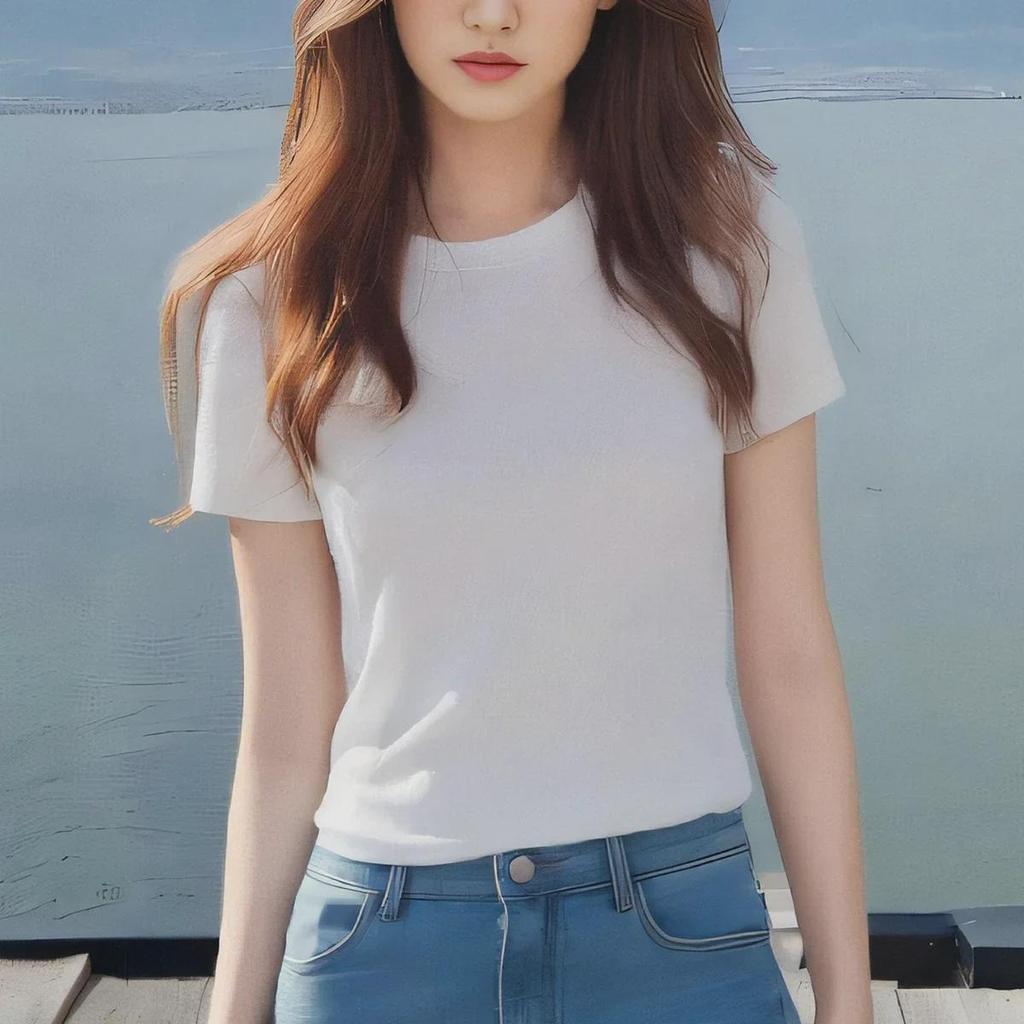 «Высококачественная европейская футболка Tencel Wool Slim Fit с коротким рукавом для женщин — новая летняя мода, круглый вырез, стиль класса люкс»