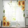 Sunflower Watercolor Sheer Curtains Bedroom Voile Curtain Living Room Window Sheer Curtains Kitchen Tulle Drapes