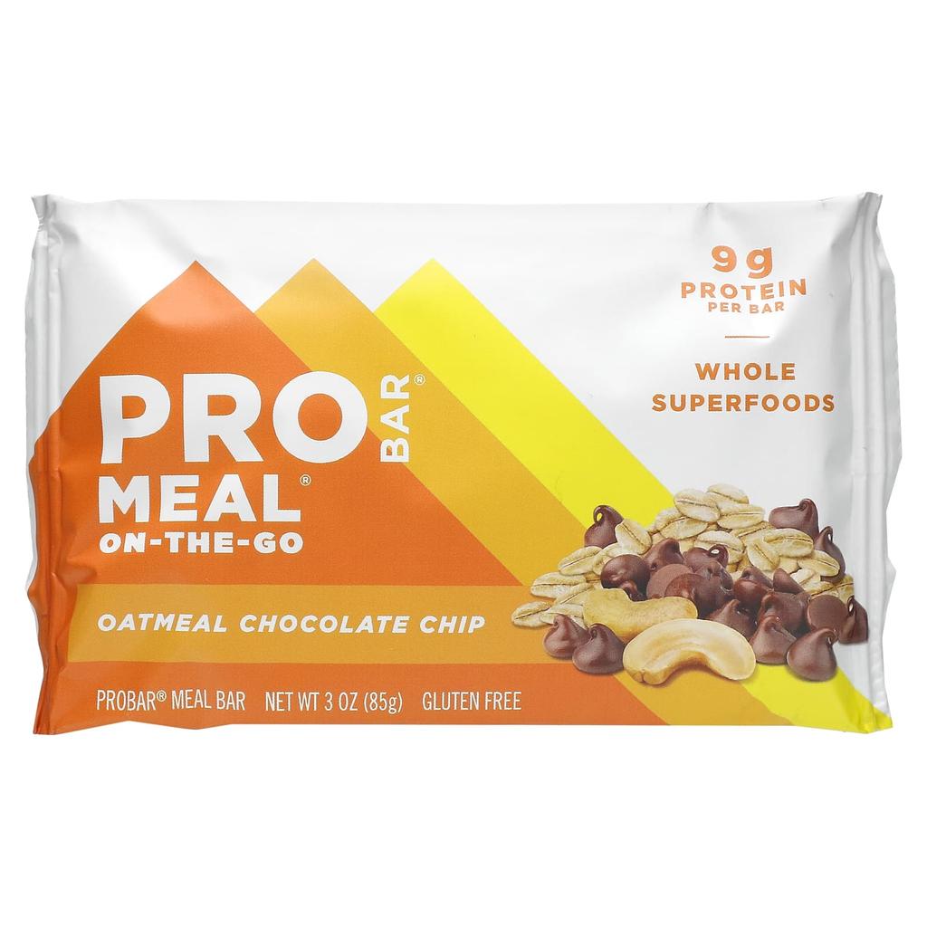 ProBar Meal-on-the-Go, Oatmeal Chocolate Chip, 12 Bars, 3 Oz (85 G) Each
