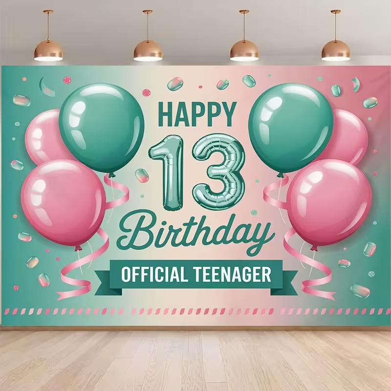 2D Pastel Gradient Backdrop for Girls' 13th Birthday, Modern & Trendy Parties
