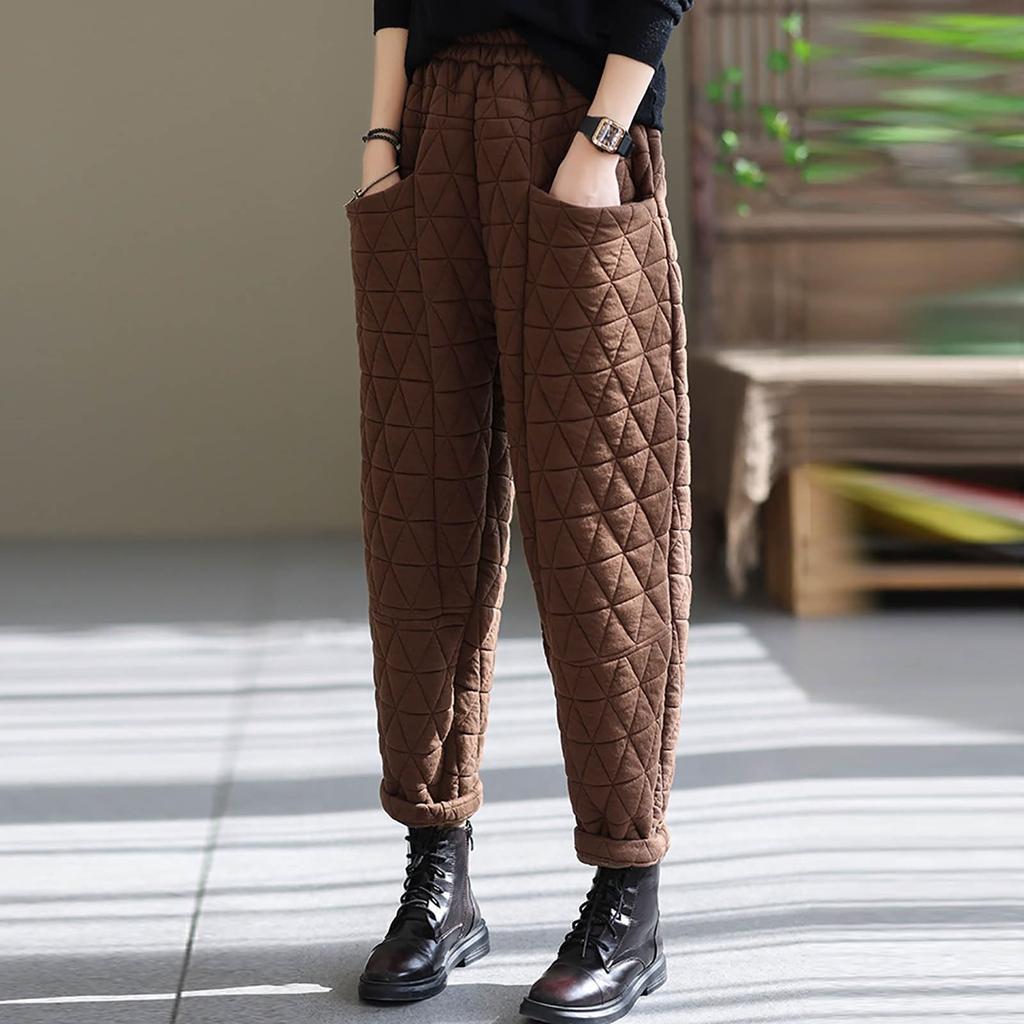 Women's Solid Color Plus-size Cotton Vintage Casual Thickened Haren Pants Pants