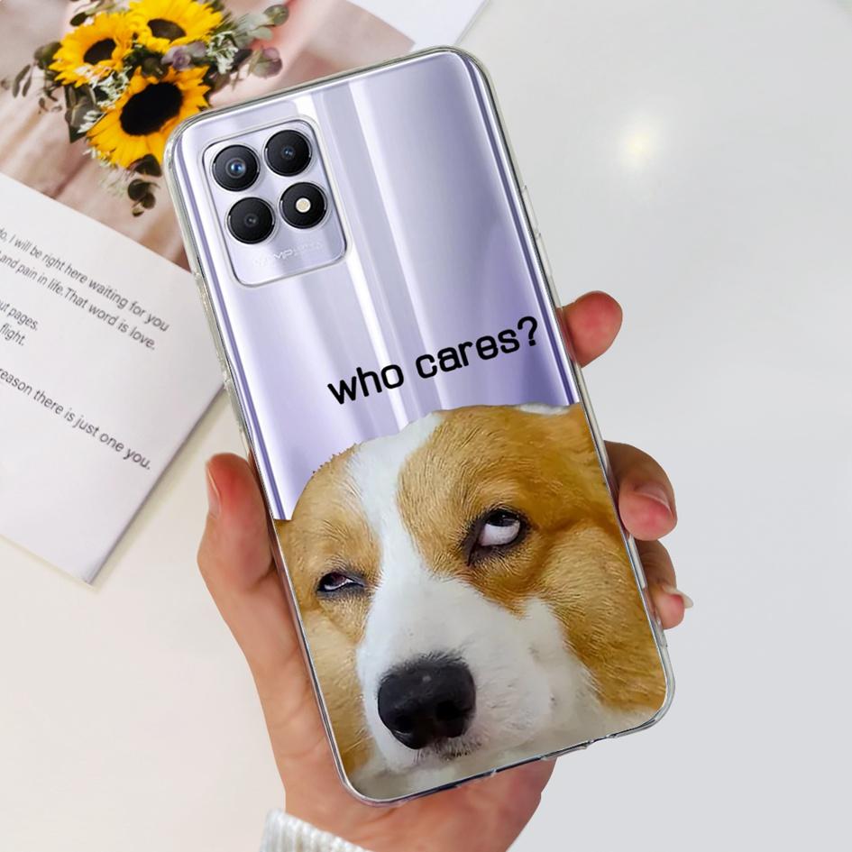 Чехол для Realme 8i RMX3151 Силиконовый чехол Модный Цветок Прозрачный Мягкий Прозрачный Чехол для телефона Для Realme 8i 4G Realme8i Ударопрочный Fundas