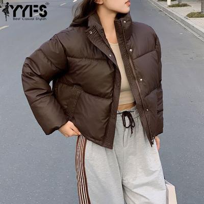 Женская мода повседневная осень-зима однотонная с принтом длинный рукав воротник-стойка короткие утепленные куртки и пальто пуховики